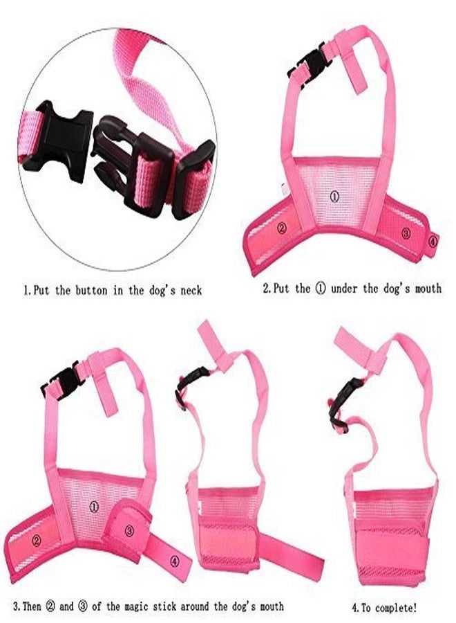 Futaba Dog Adjustable Anti Bark Mesh Soft Mouth Muzzle -Pink- Medium - Image 5